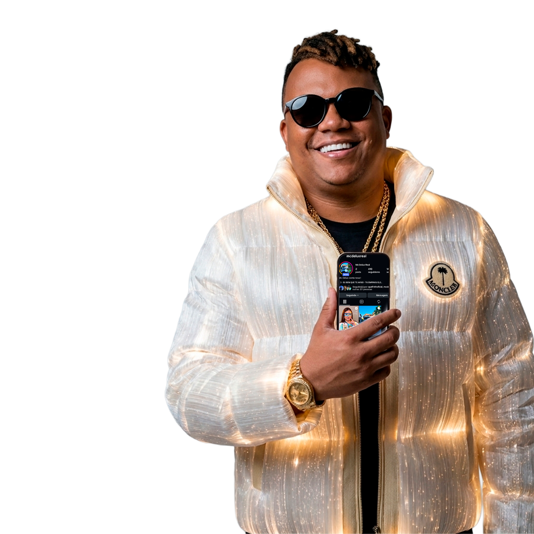 MC DELUX mostrando o Instagram @mcdeluxreal
